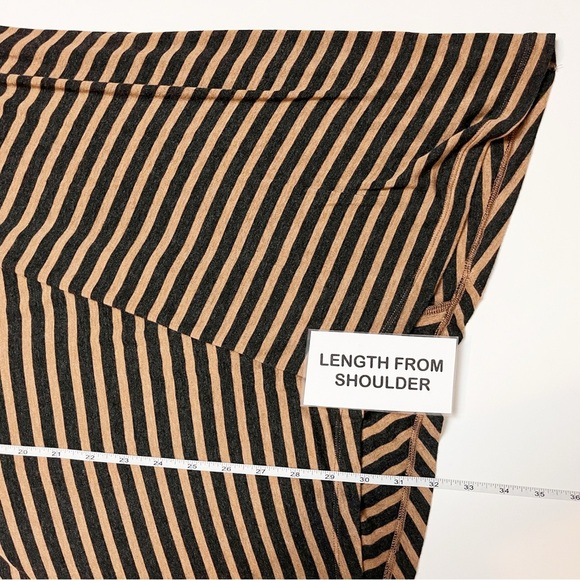CAbi Striped Slant Tunic Top Large asymmetrical tan black stretch jersey knit - Picture 11 of 12